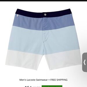 Lacoste mens Color Block Button Waist Swim Trunks